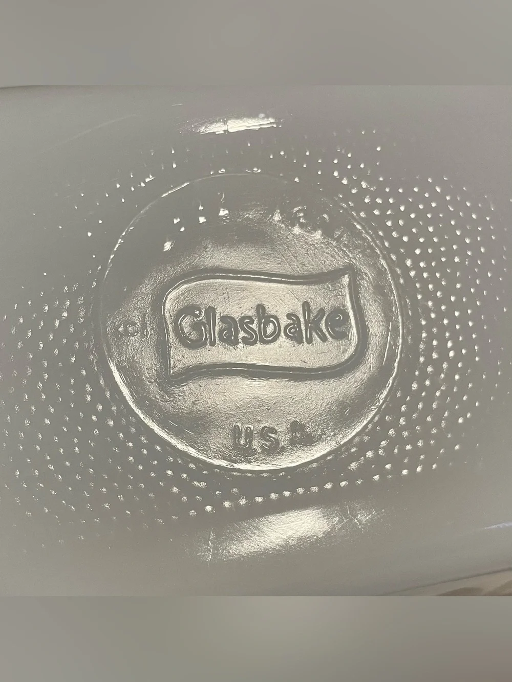 Vintage 70s Glasbake 1.5 Qt Milk Glass Loaf Pan- White/Brown Gingham/Tulips-J522